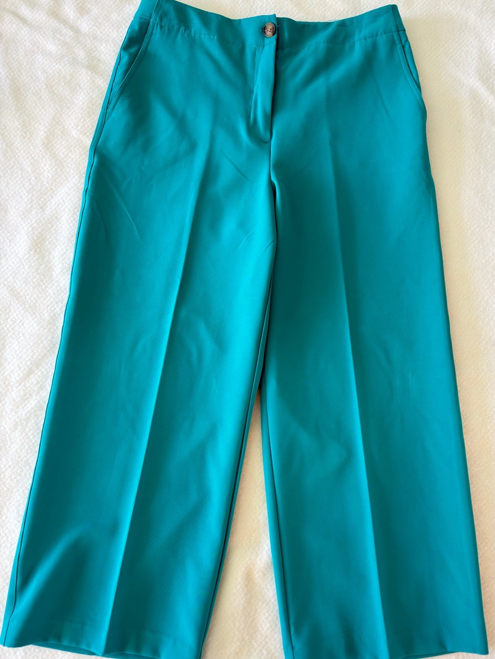 Wide-Leg Cropped Pant in Teal, new, size 10